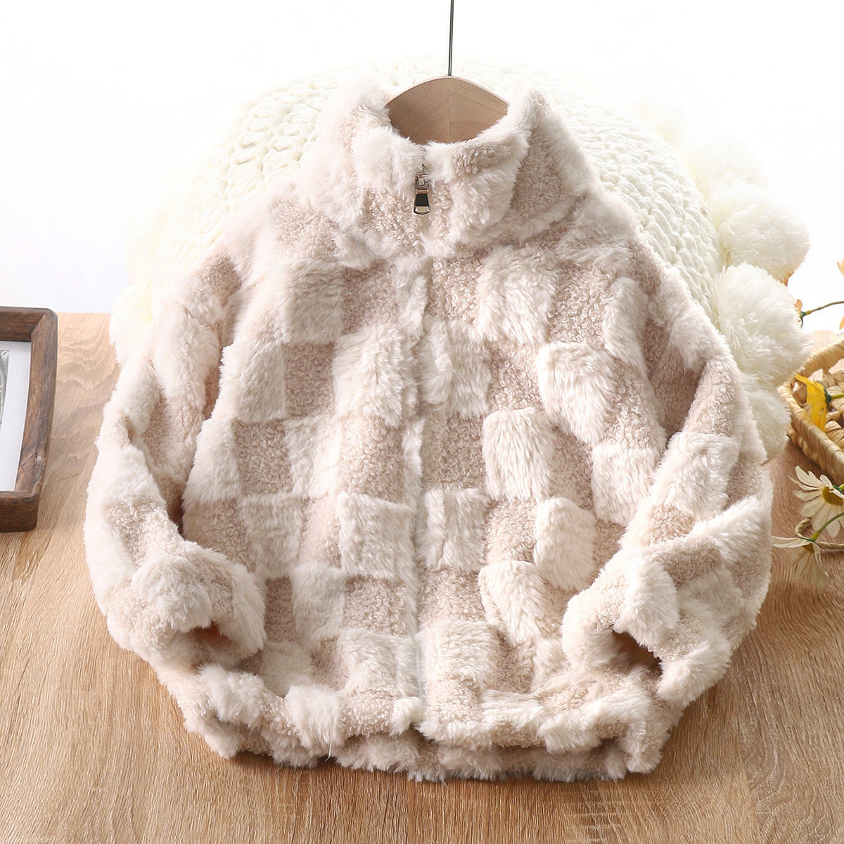*Pre-Order* Kids Fuzzy Checker Jacket