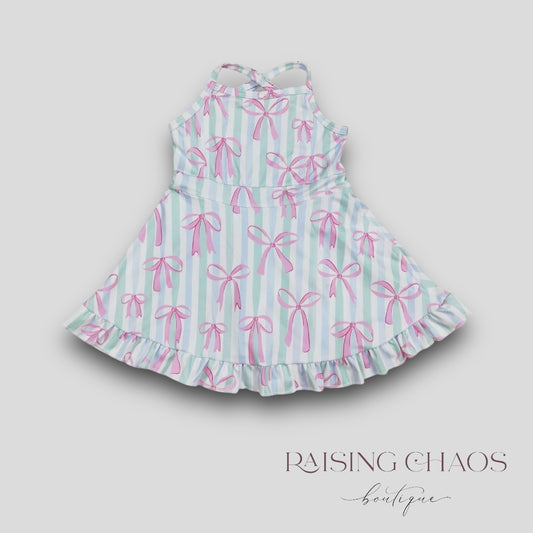 *Pre-Order* Bow Athletic Dress w Cross Back + Built-In Shorts