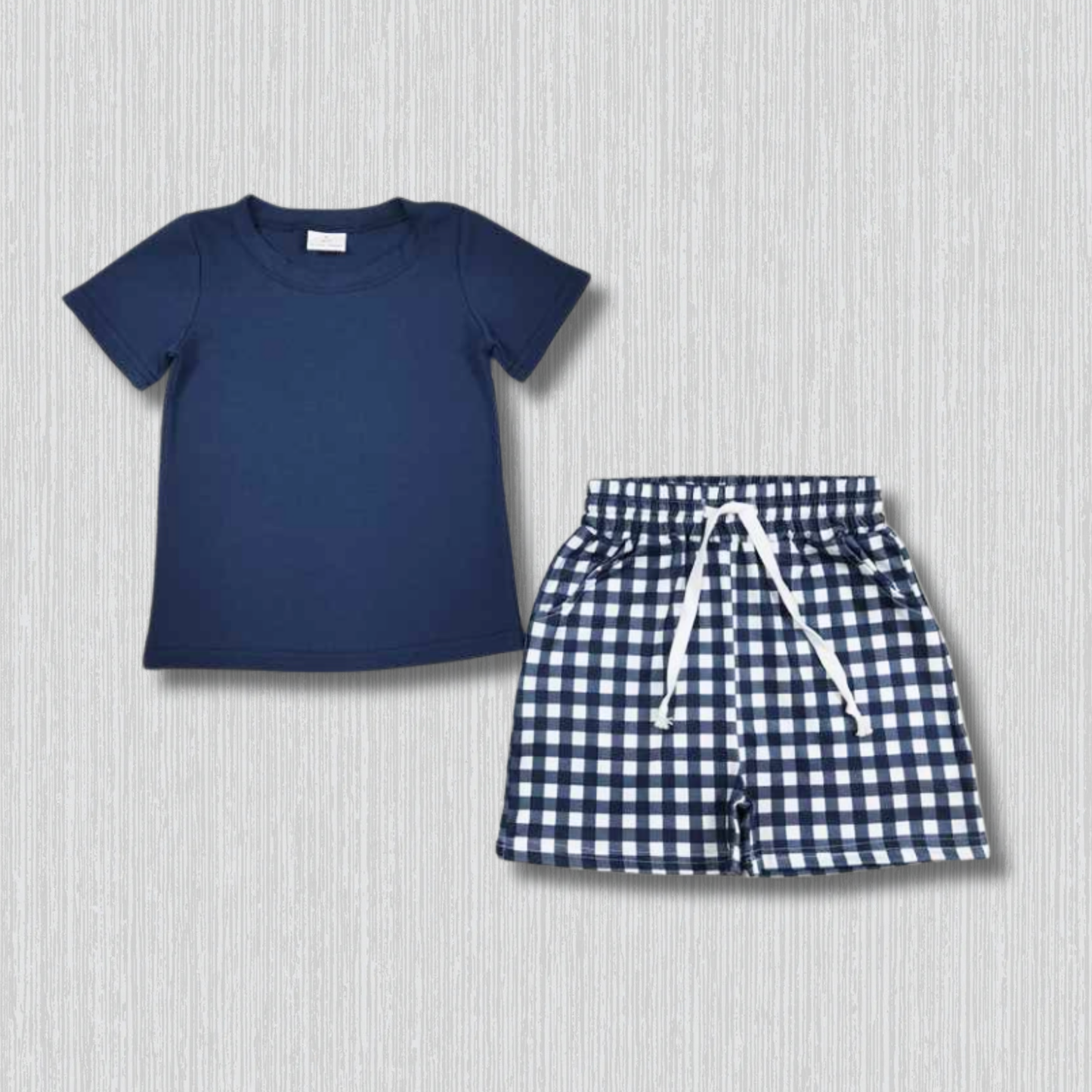 *PRE-ORDER* Blue + Gingham Shorts Set