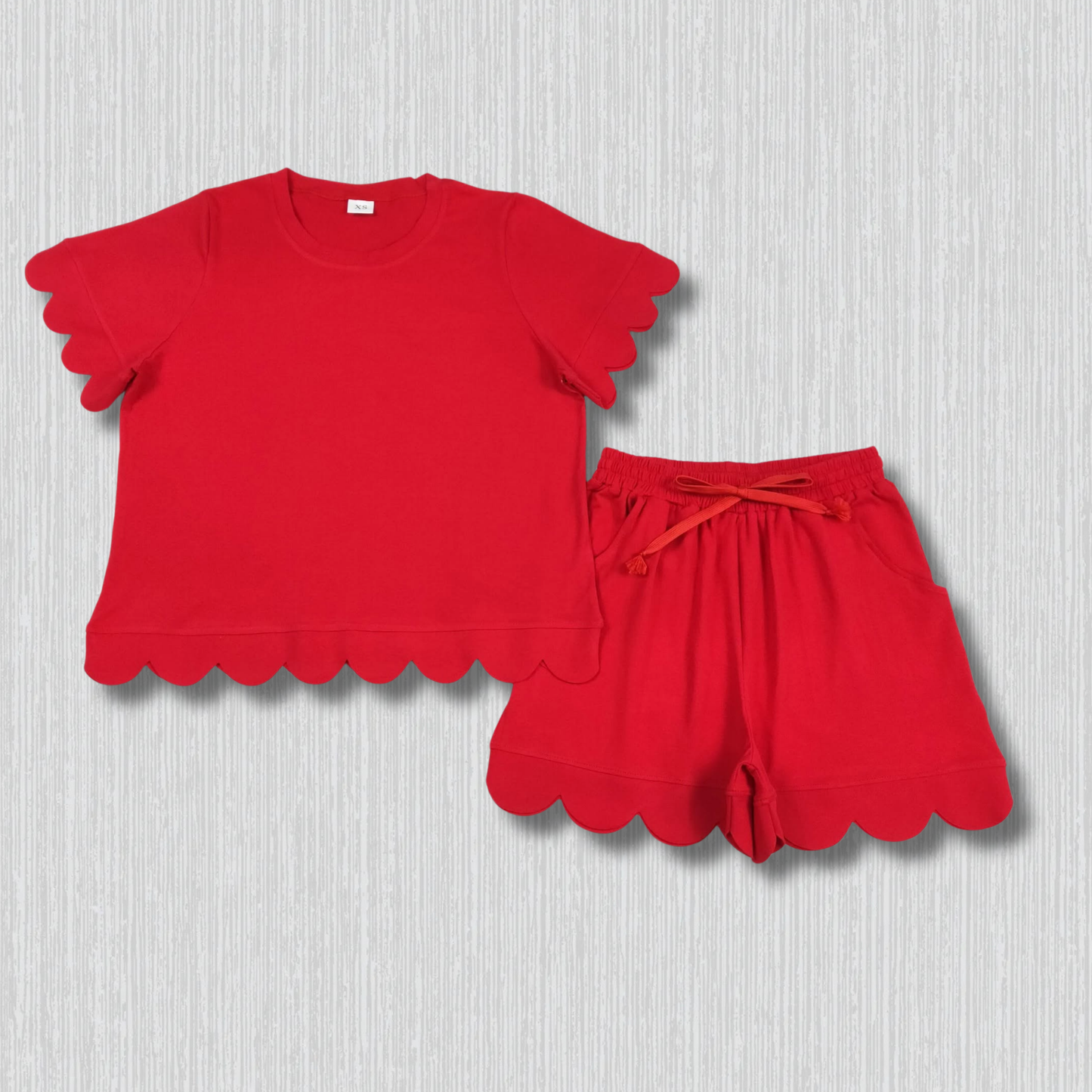 *PRE-ORDER* Athletic - Red Scallop Shorts Set