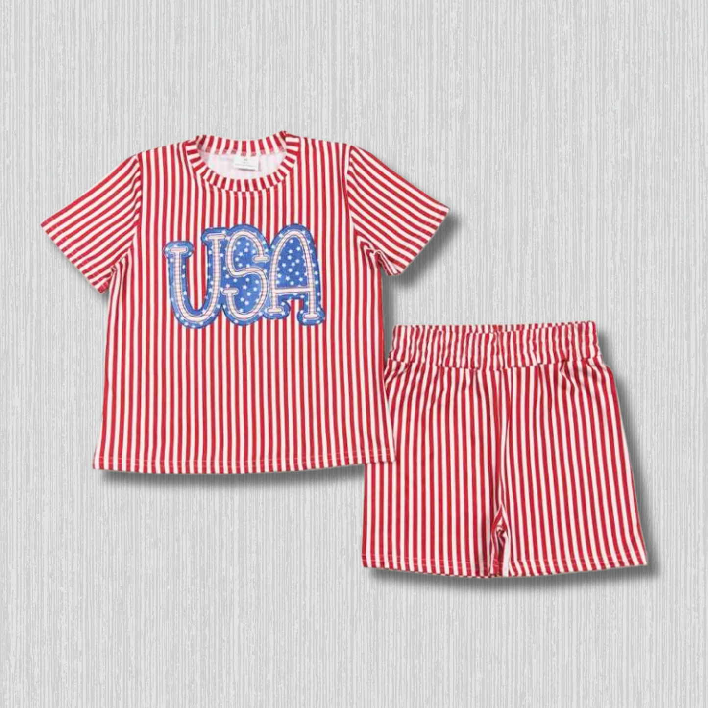*PRE-ORDER* Patriotic - Striped USA Shorts Set
