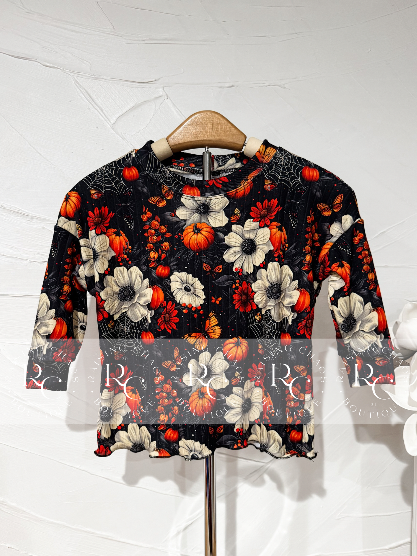 RTS - Fall Pumpkin Floral Lounge Top