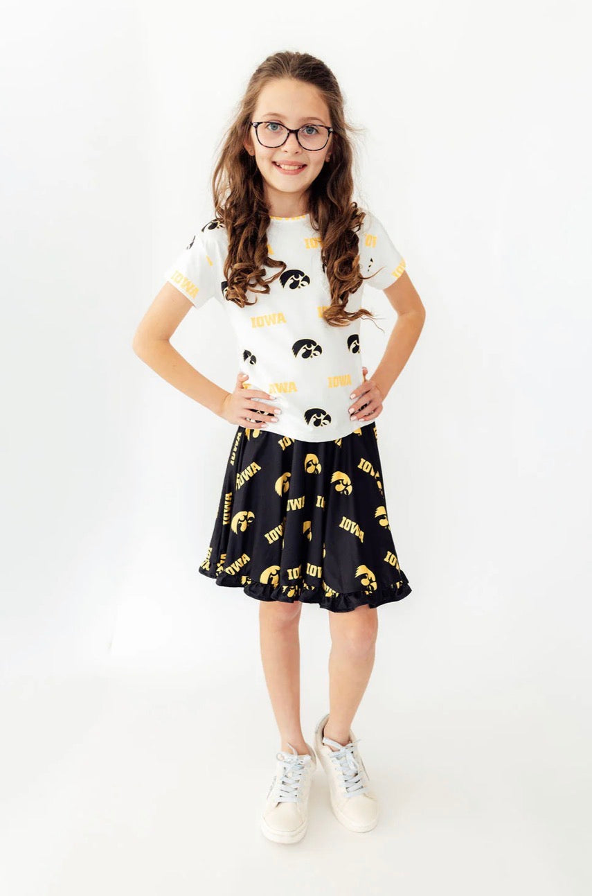 *PRE-ORDER* Iowa Black Tigerhawk Twirl Skort