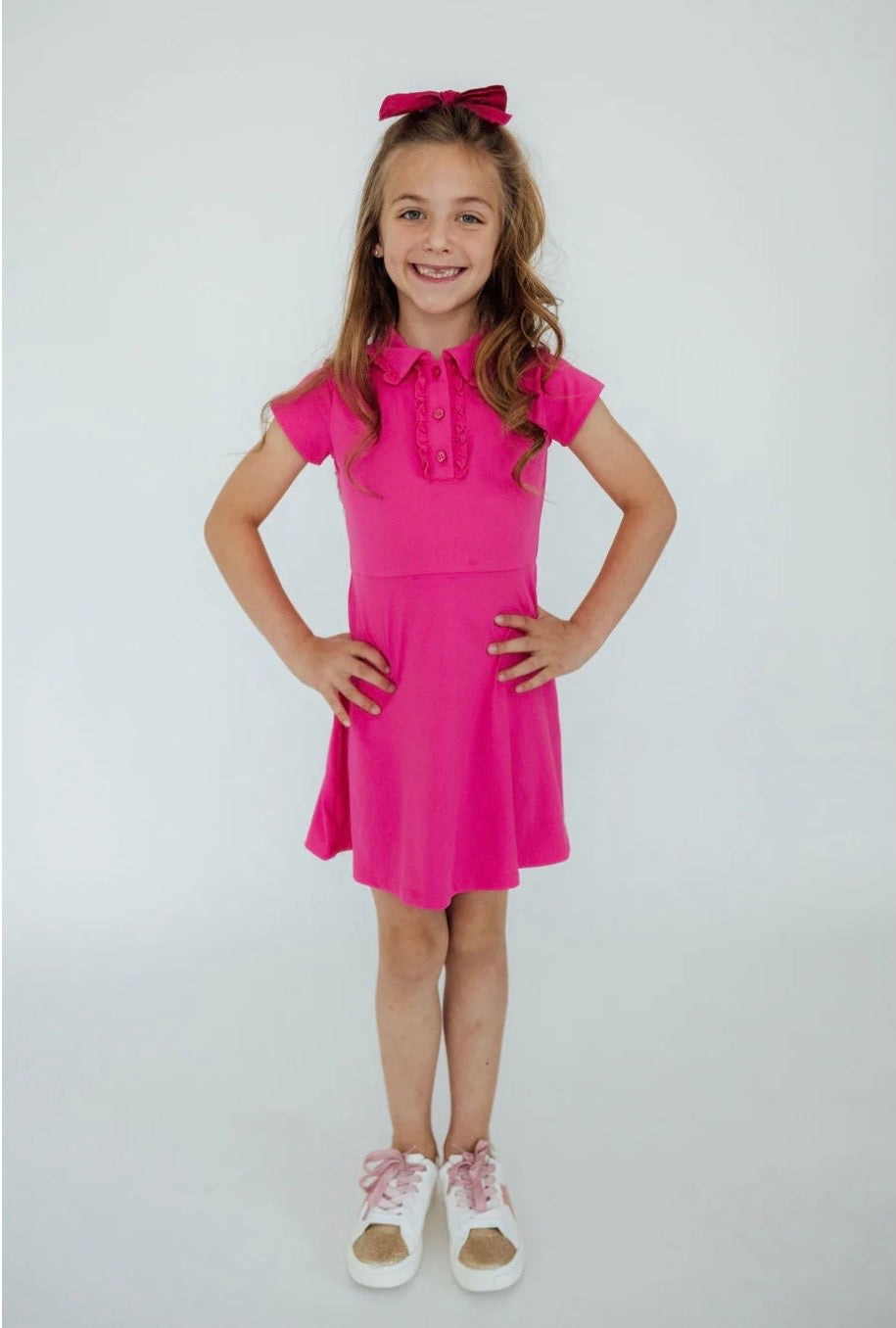 *Pre-Order* Hot Pink S/S Polo Dress