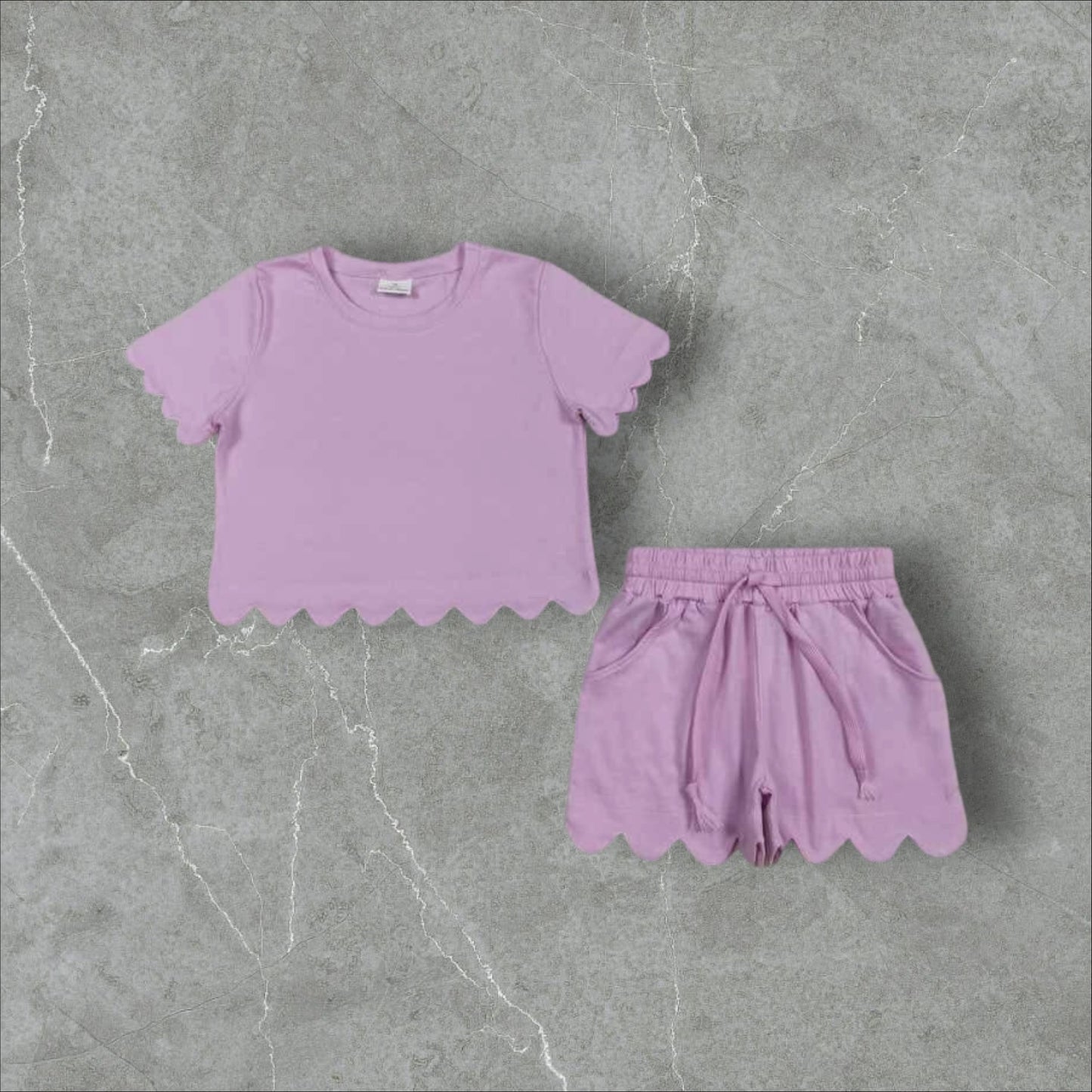 *PRE-ORDER* Purple Scallop Athletic Shorts Set