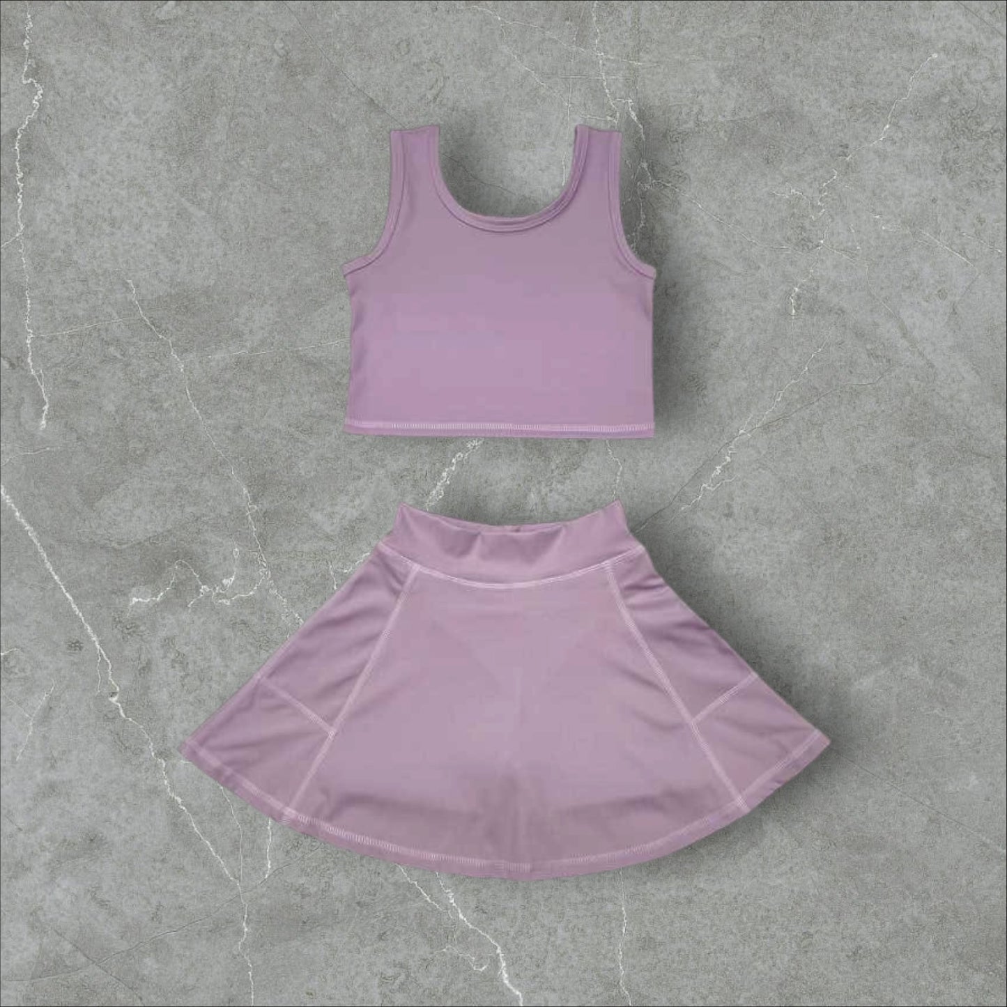 *PRE-ORDER* Purple Athletic Crop / High Waisted Skirt Set