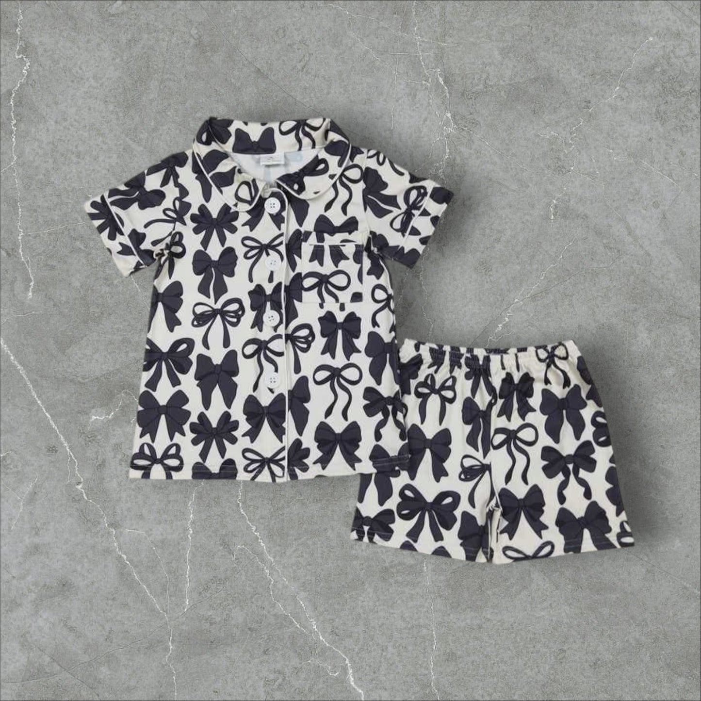 *PRE-ORDER* Black Bows Button Up Lounge Set