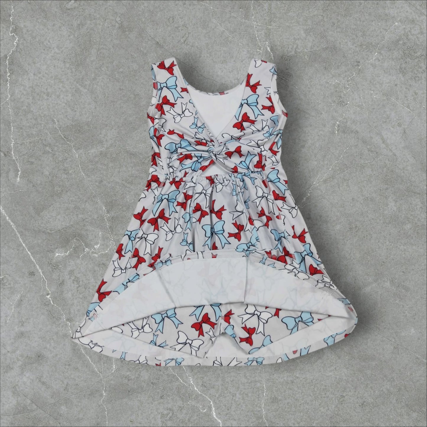 *PRE-ORDER* Patriotic Bows Twist Back Athletic Dress
