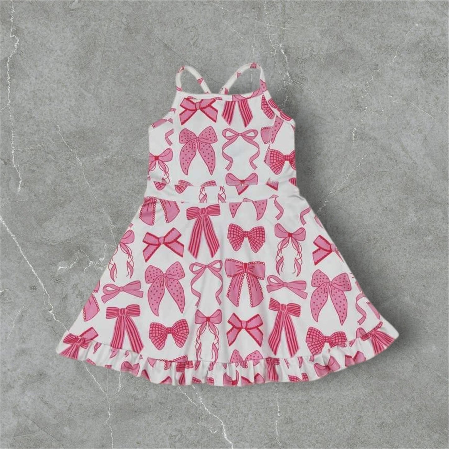 *PRE-ORDER* Pink Bows Cross Back Athletic Dress