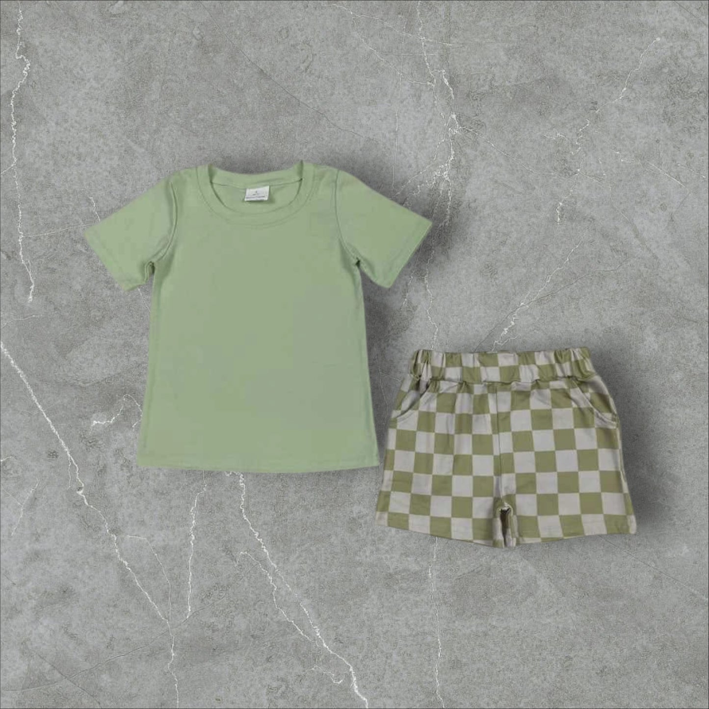 *Pre-Order* Green Checker Shorts Set