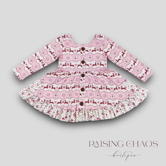 *PRE-ORDER* Christmas Ruffle Twirl Dress
