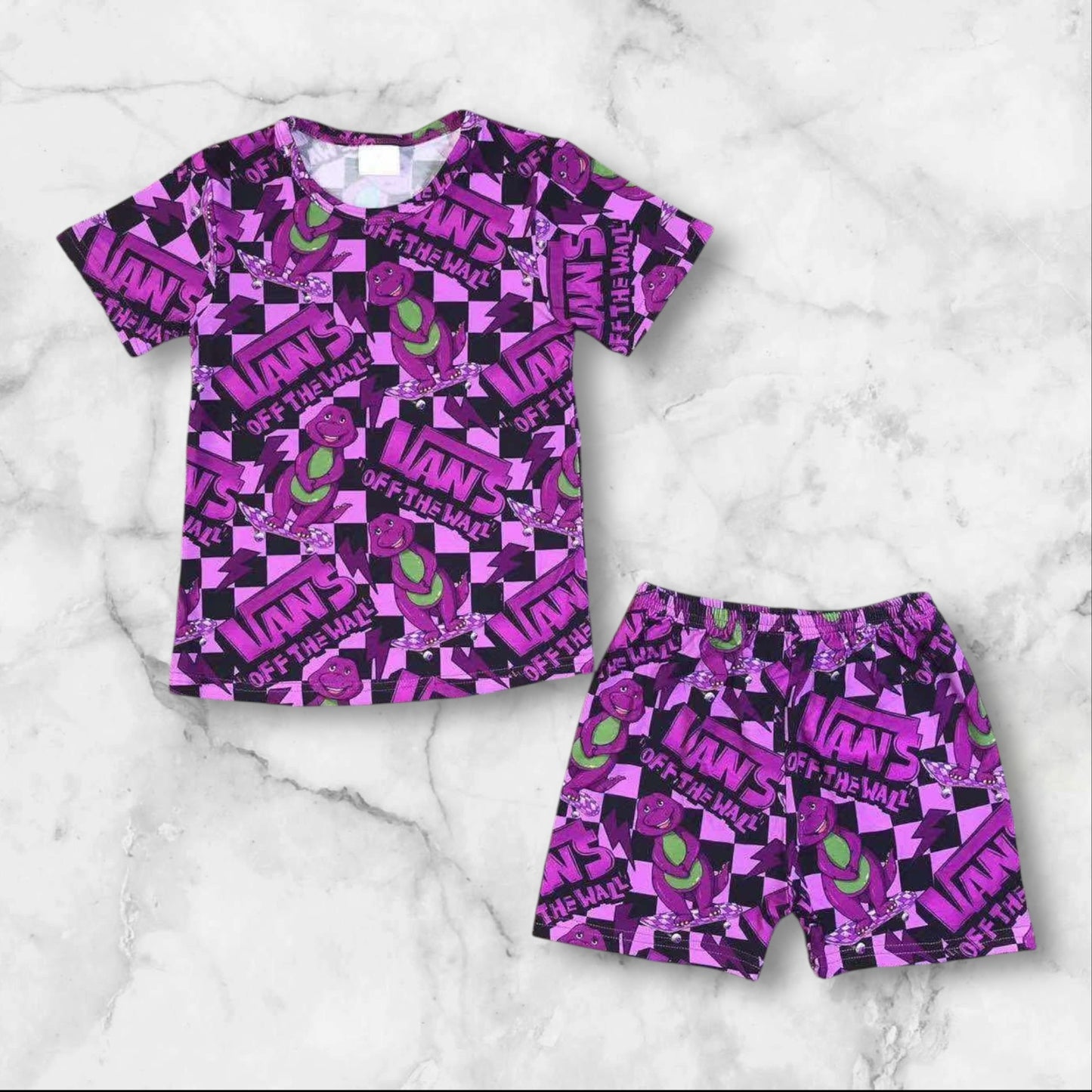 *Pre-Order* Off The Wall Barney Shorts Set
