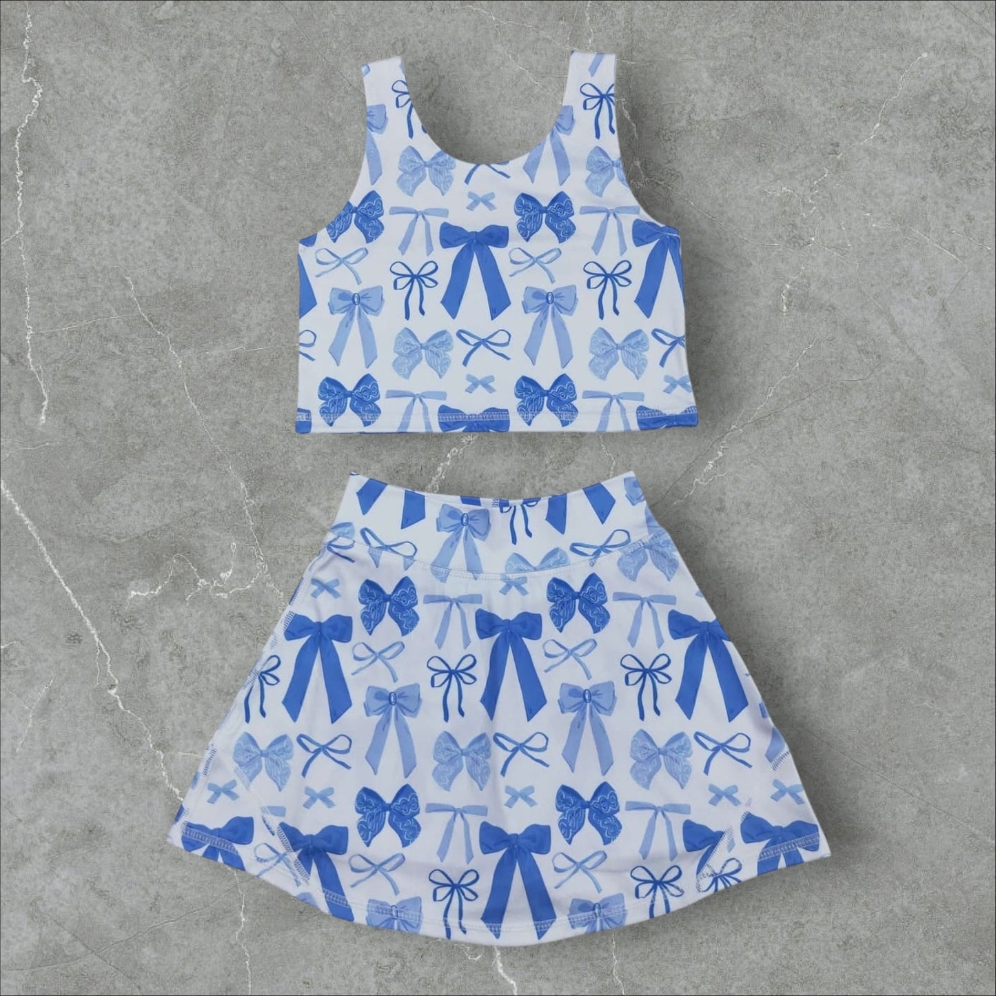 *PRE-ORDER* Blue Bows Athletic Skort Set