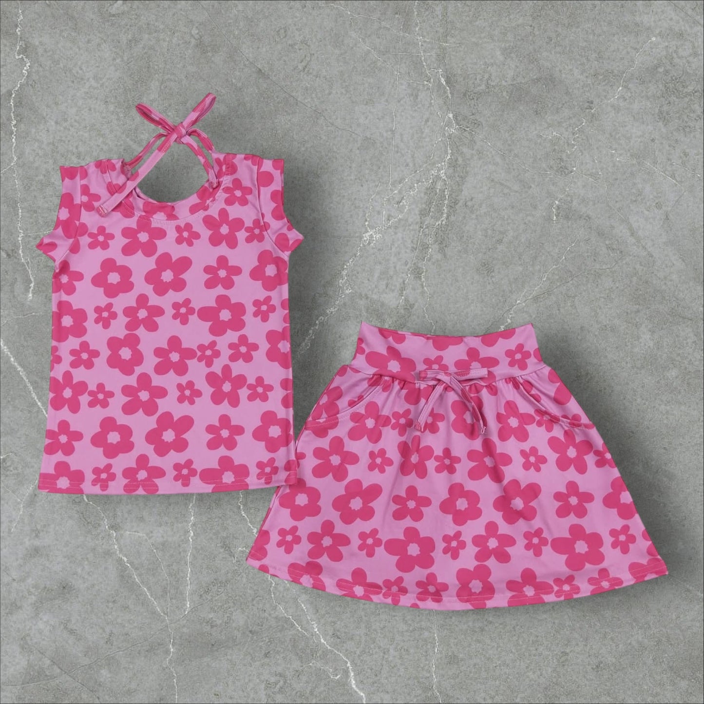 *PRE-ORDER* Pink Flower Skort Set