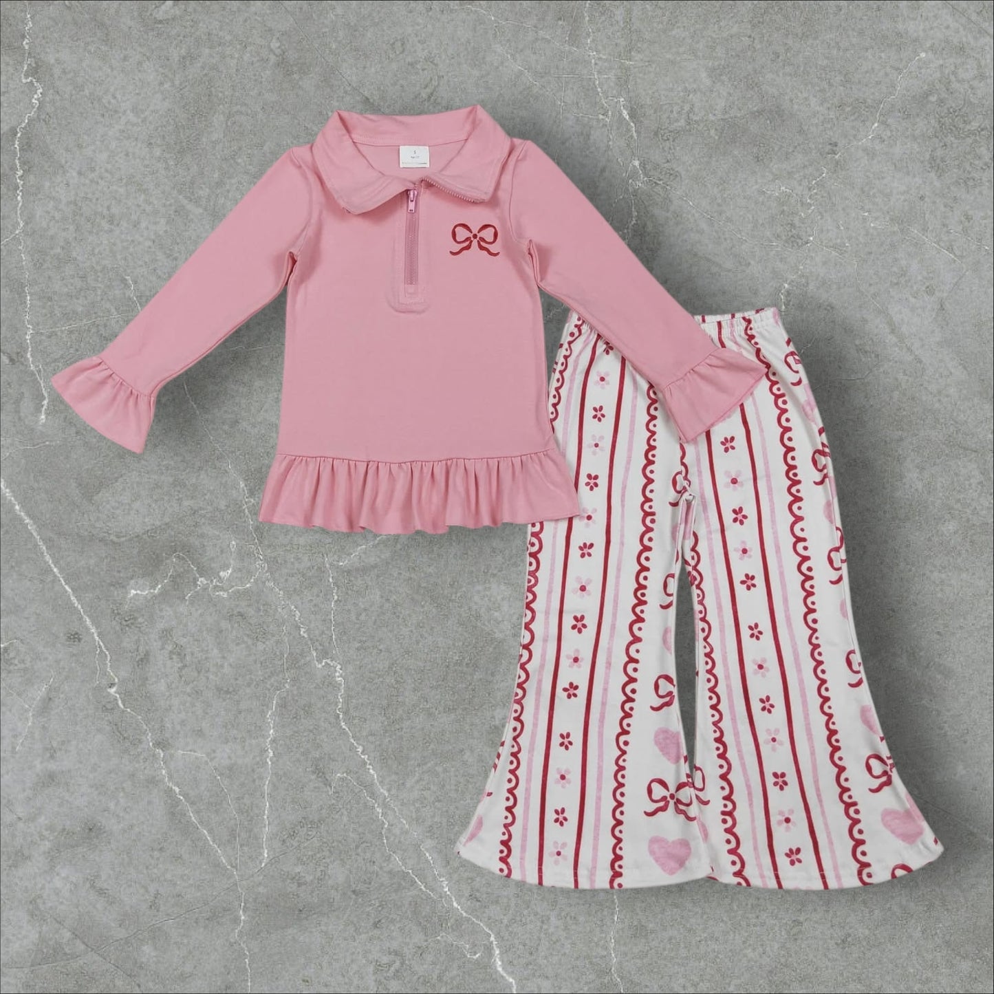 *PRE-ORDER* Valentine's Quarter Zip Flare Pants Set