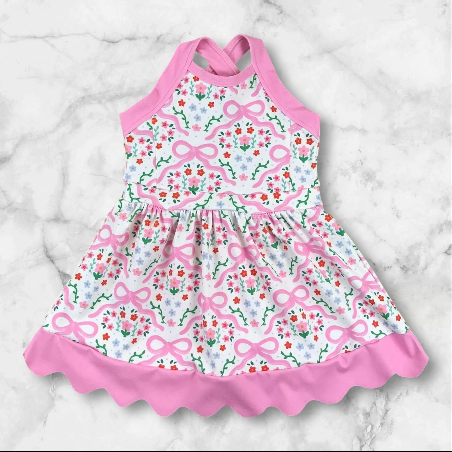*PRE-ORDER* Floral Bow Athletic Dress