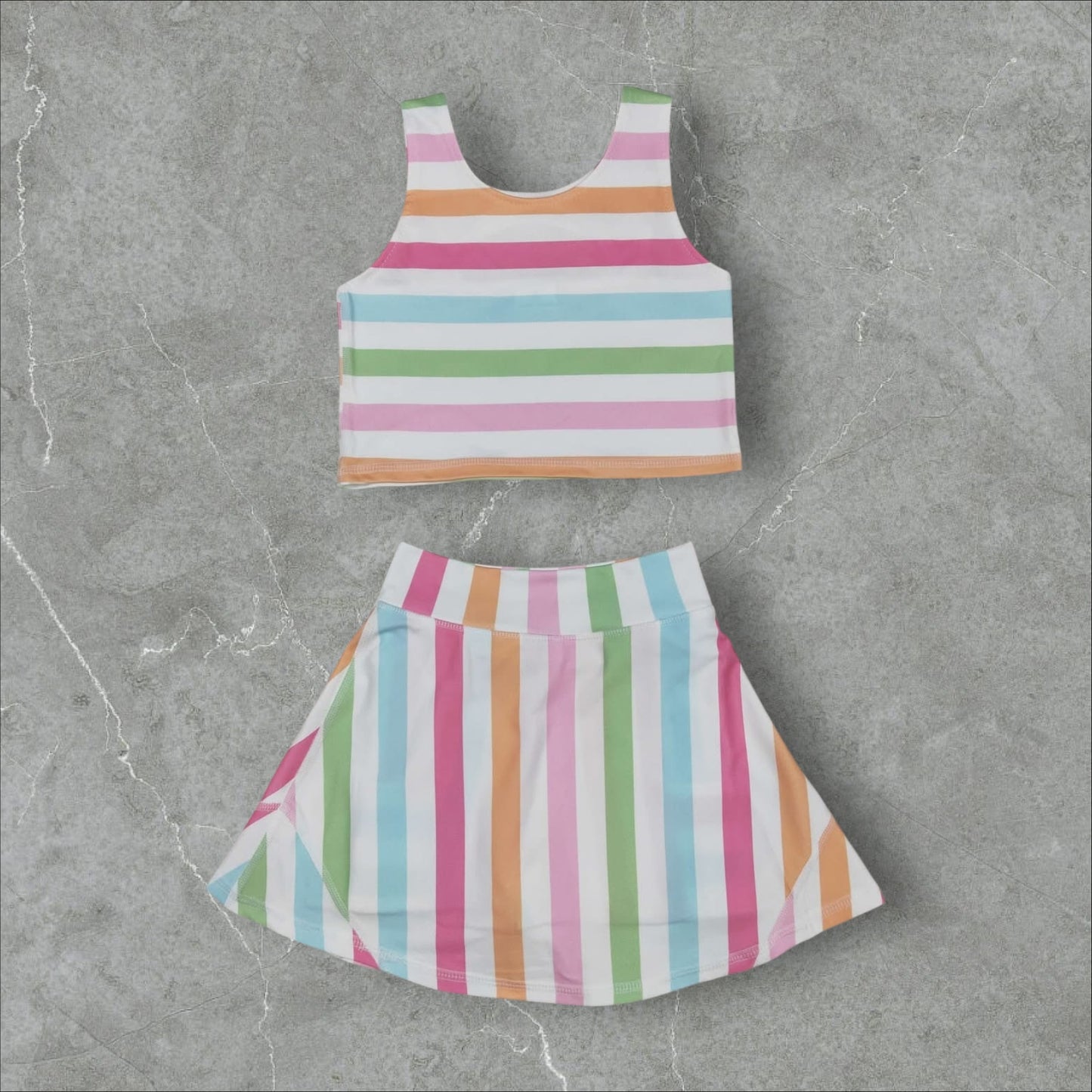 *PRE-ORDER* Colorful Stripe Athletic Skort Set