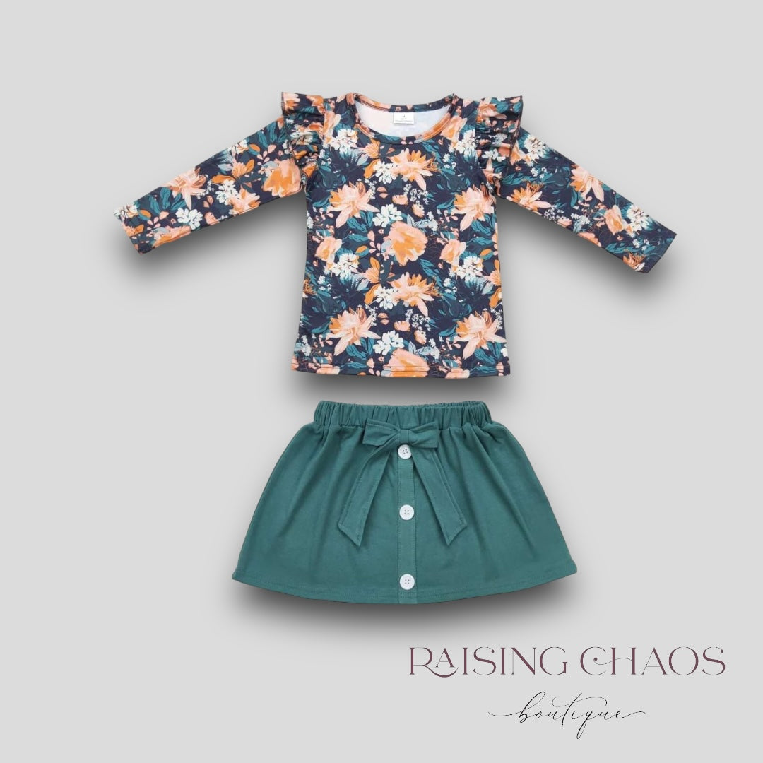*PRE-ORDER* Fall Floral Skirt Set