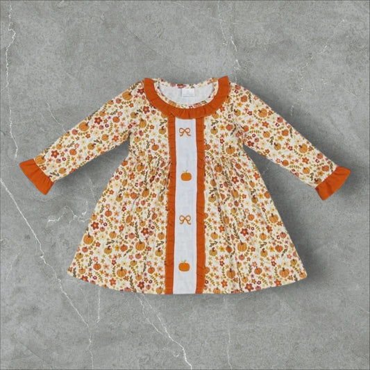 *PRE-ORDER* Fall Pumpkin Floral Dress