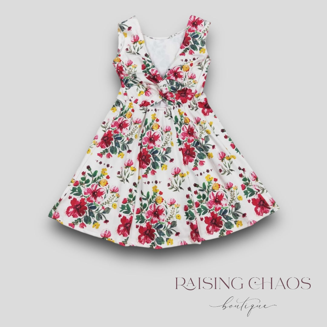 *Pre-Order* Floral Athletic Dress w Twist Back + Built-In Shorts