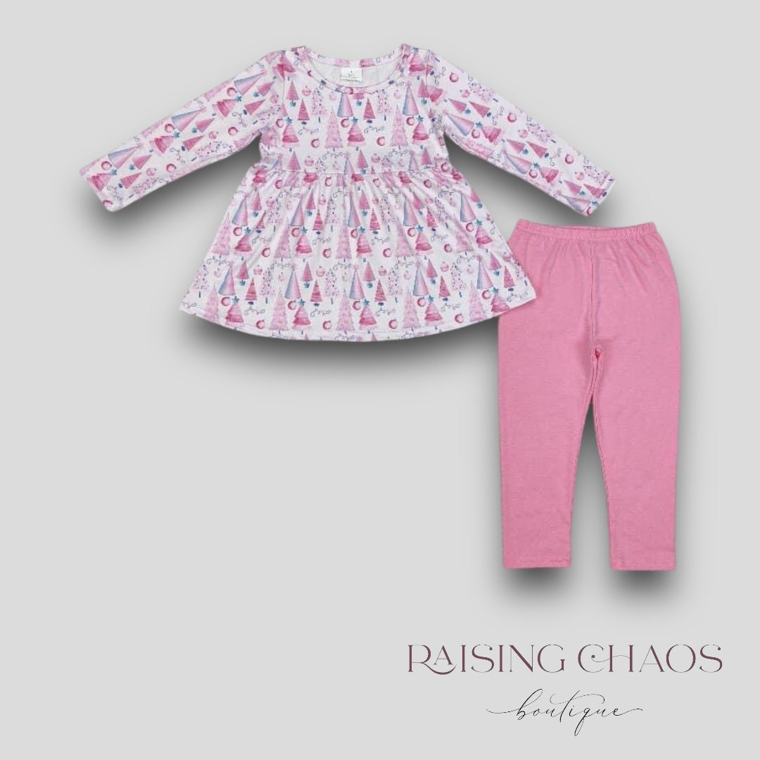 *PRE-ORDER* Winter - Pink Trees Pant Set