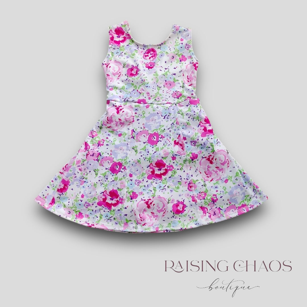 Pre-Order* Floral Athletic Dress w Twist Back + Built-In Shorts Raising Chaos Boutique Pre-Order* Floral Athletic Dress w Twist Back + Built-In Shorts Raising Chaos Boutique