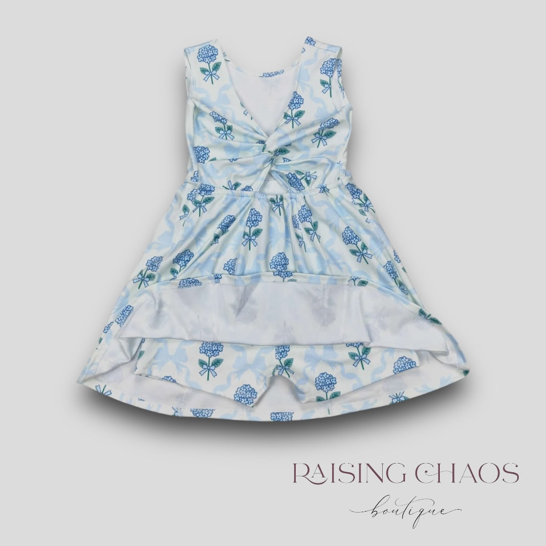 *Pre-Order* Floral Athletic Dress w Twist Back + Built-In Shorts