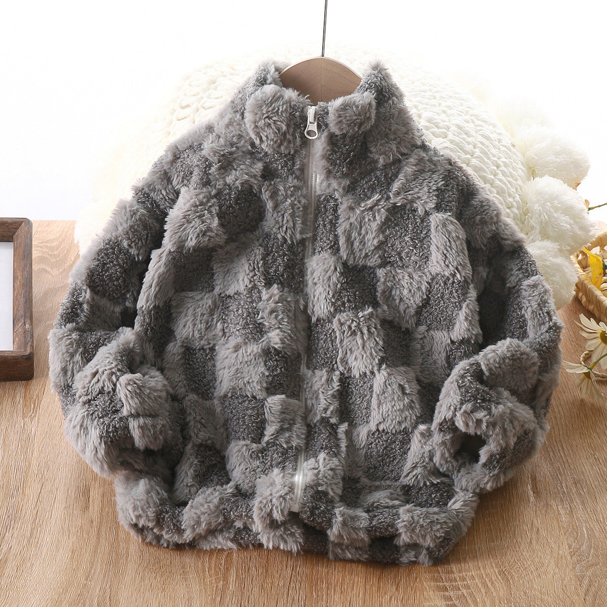 *Pre-Order* Kids Fuzzy Checker Jacket