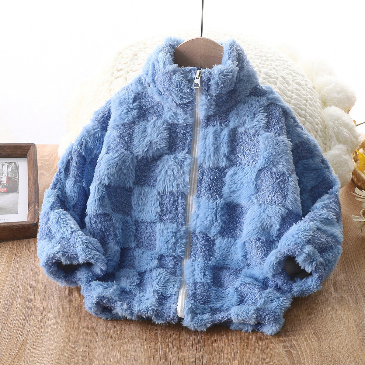 *Pre-Order* Kids Fuzzy Checker Jacket