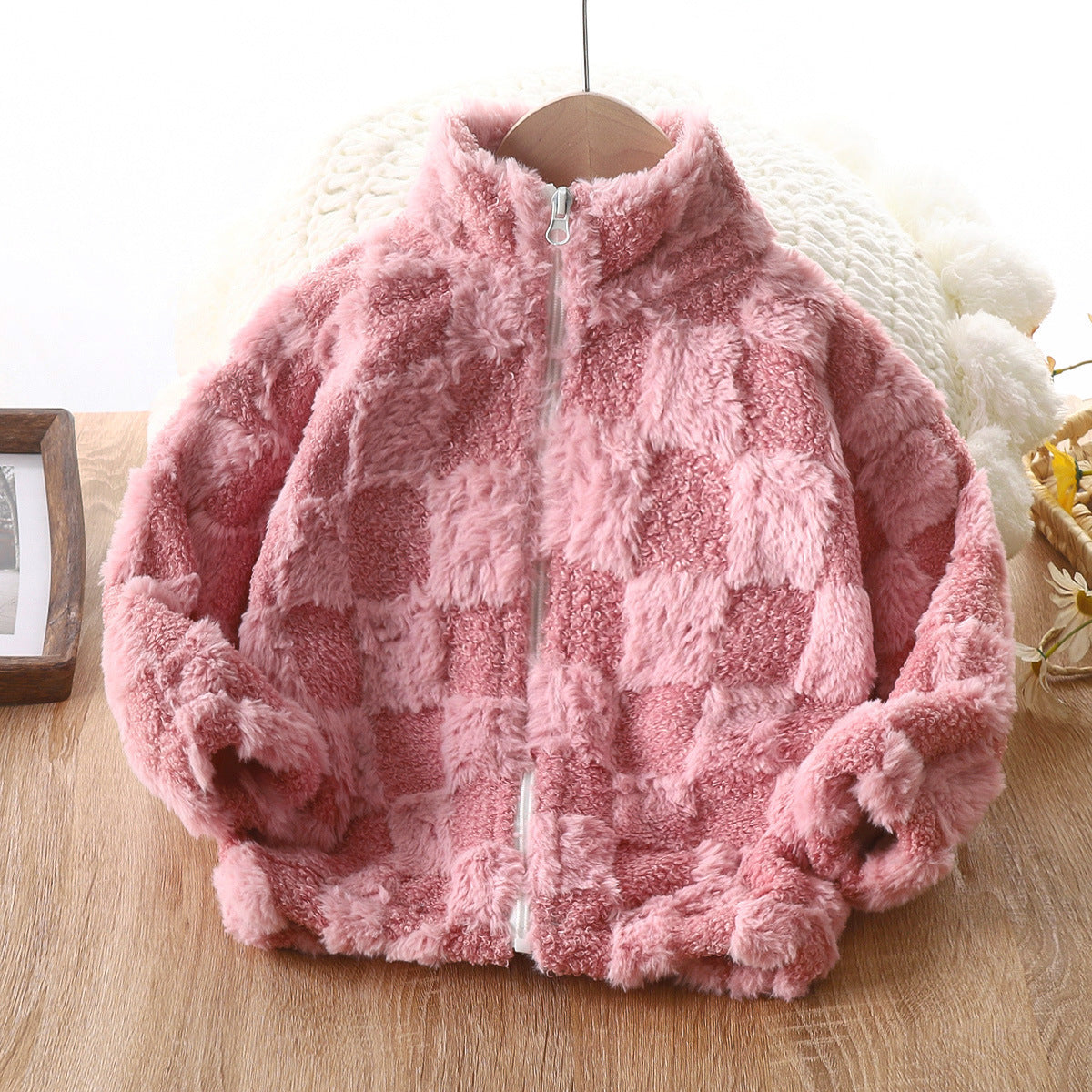 *Pre-Order* Kids Fuzzy Checker Jacket