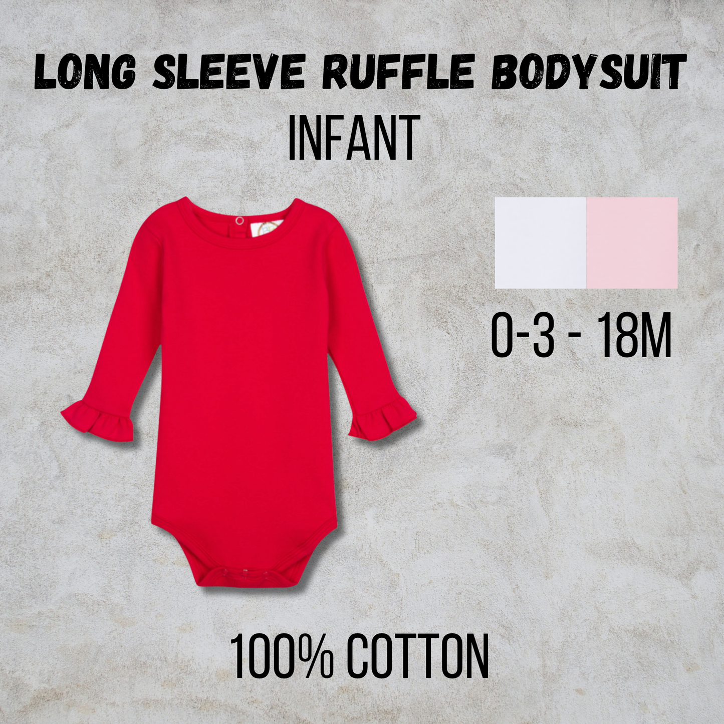 *CHRISTMAS* MTO Infant - Ruffle Longs Sleeve Bodysuit