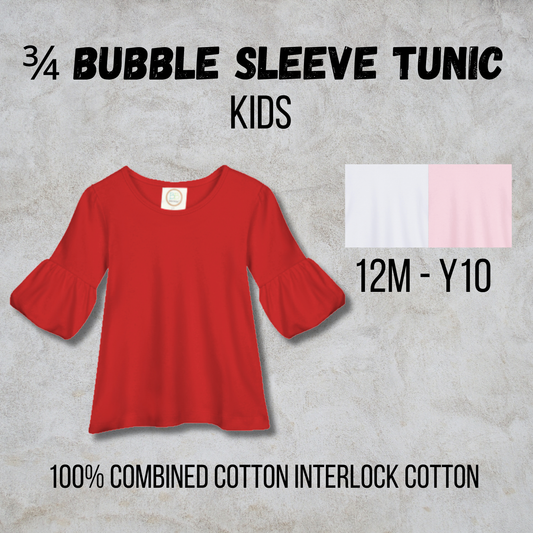 *CHRISTMAS* MTO Kids - 3/4 Bubble Sleeve Tunic