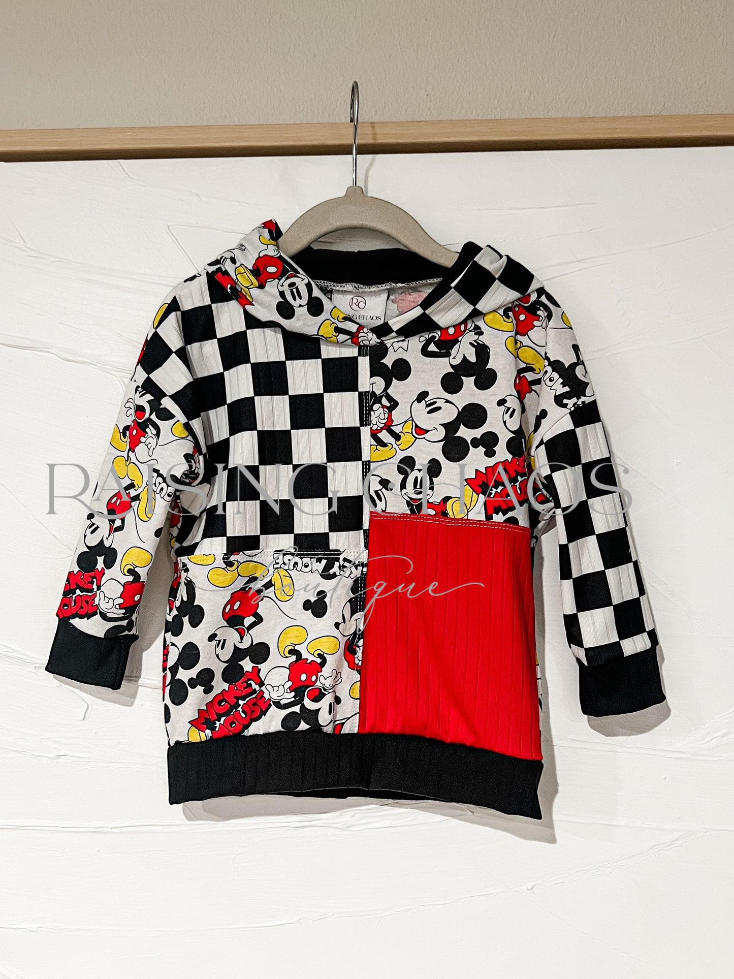 RTS *Handmade* Mouse Custom Colorblock Hoodie Upcycle