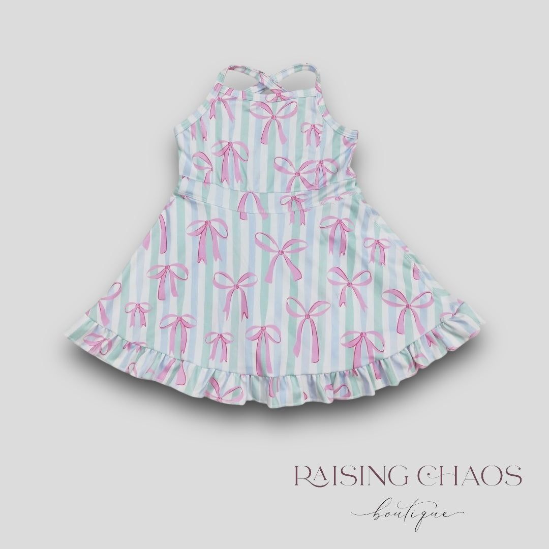 *Pre-Order* Bow Athletic Dress w Cross Back + Built-In Shorts