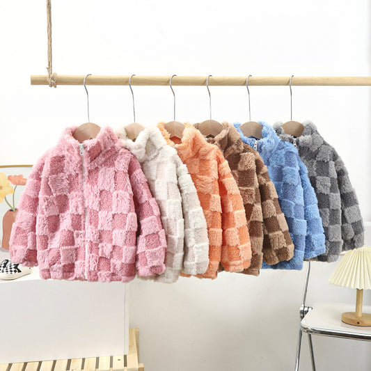 *Pre-Order* Kids Fuzzy Checker Jacket