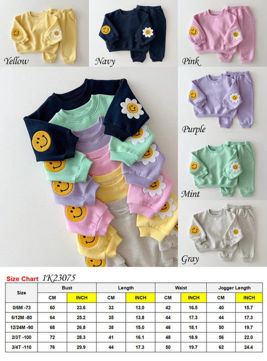 *Pre-Order* Kids Floral Smiley Jogger Set