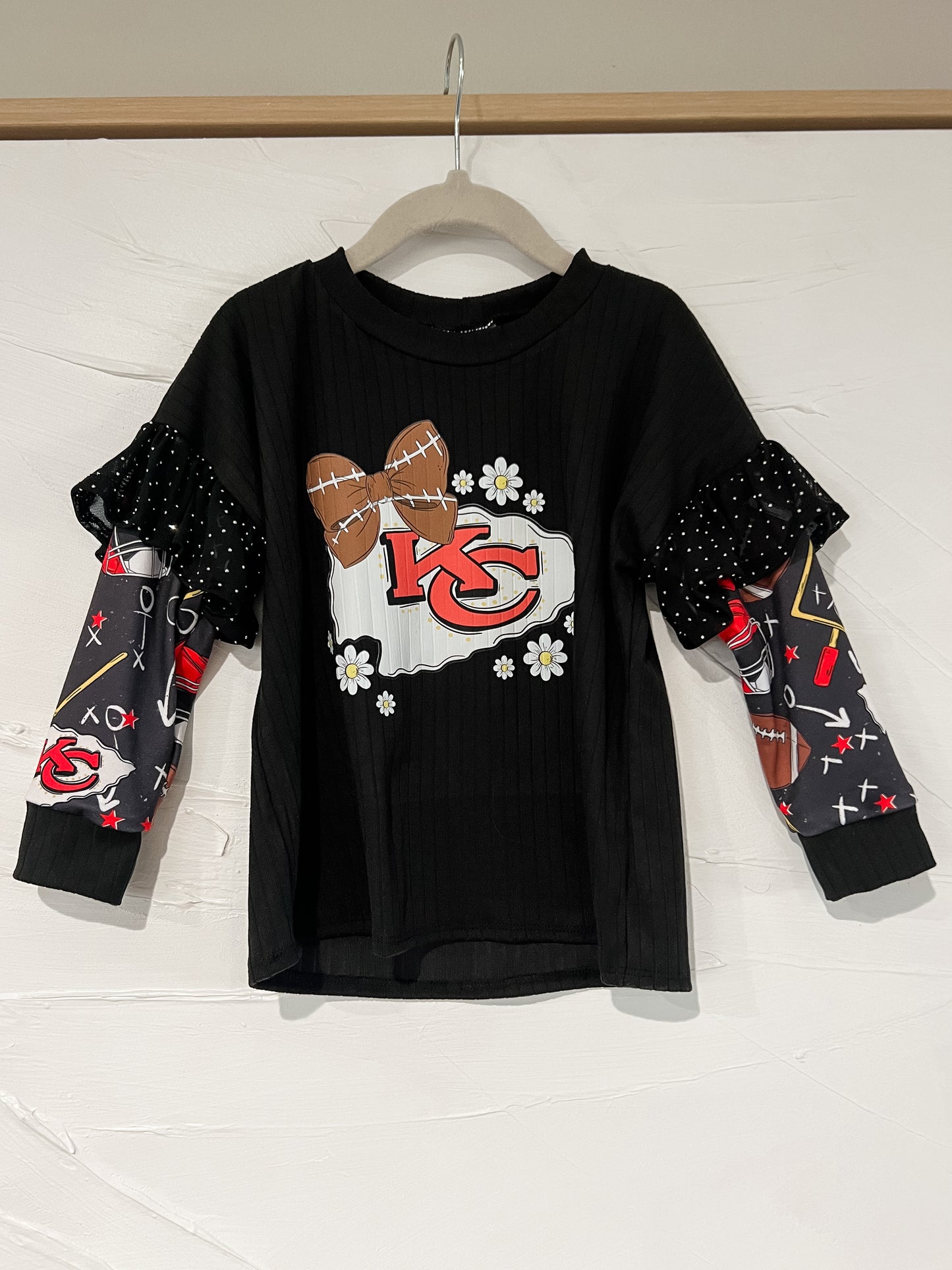 RTS *handmade* Football Ruffle Lounge Top with Decal
