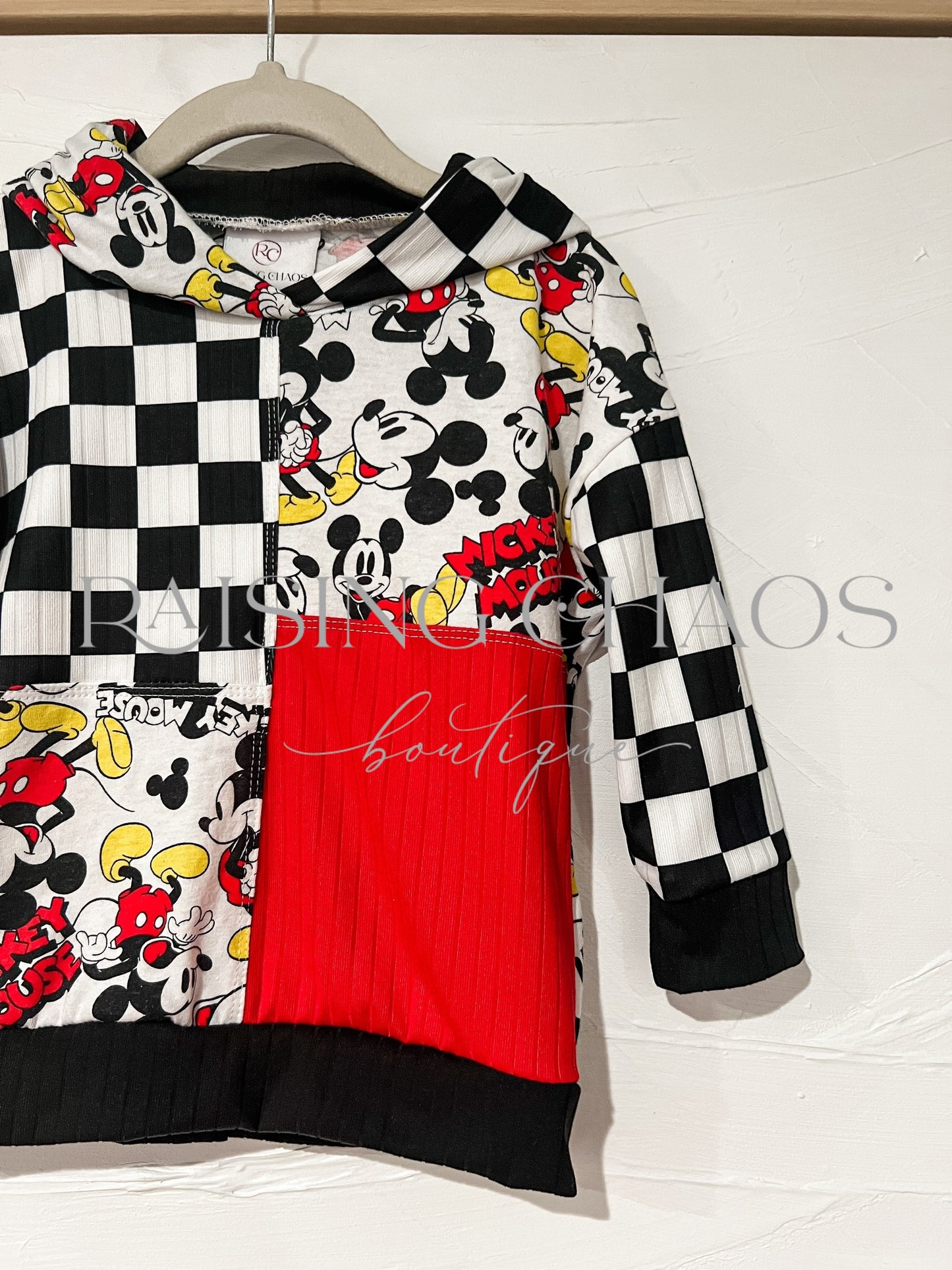 RTS *Handmade* Mouse Custom Colorblock Hoodie Upcycle