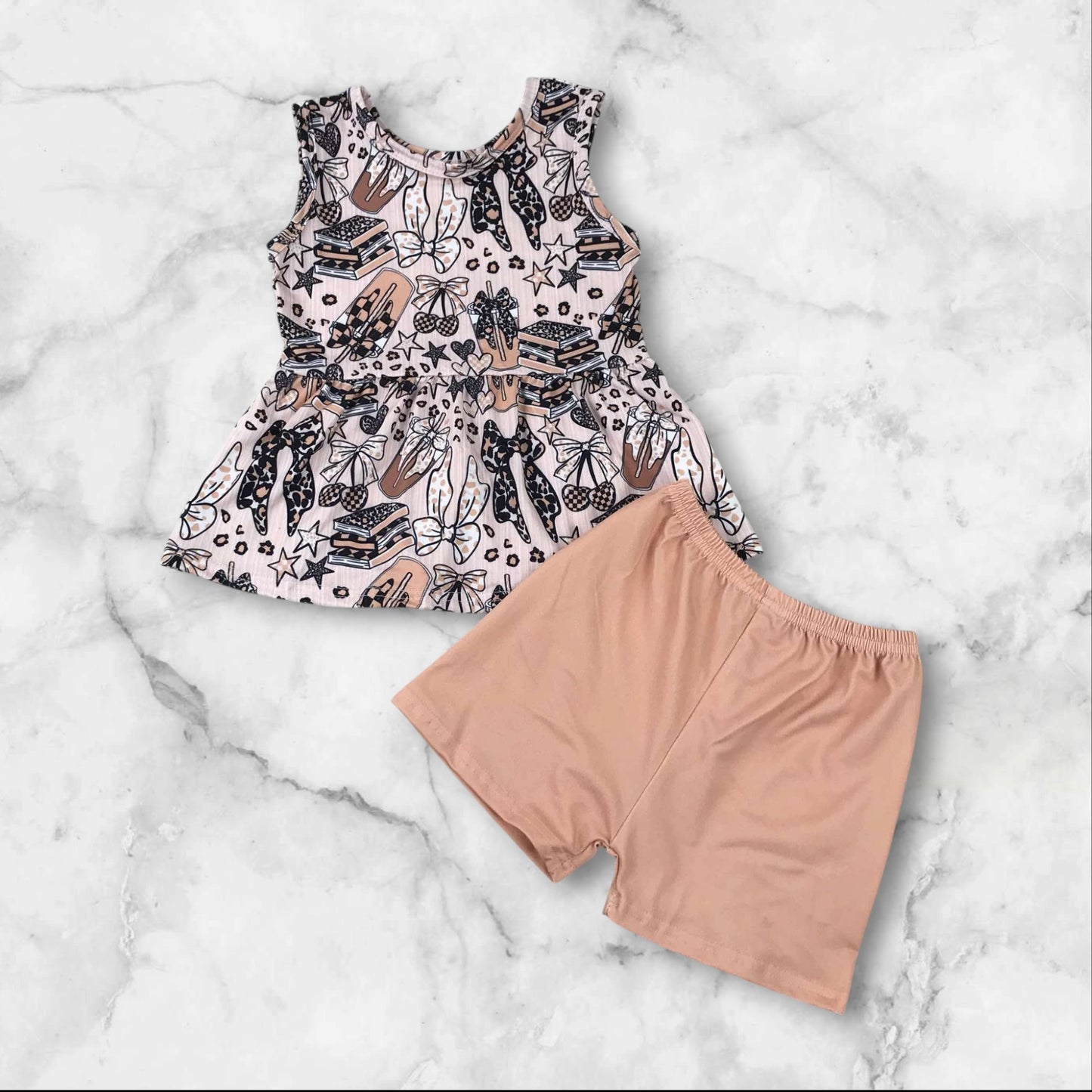 *PRE-ORDER* Bows + Coffee Shorts Tank Set