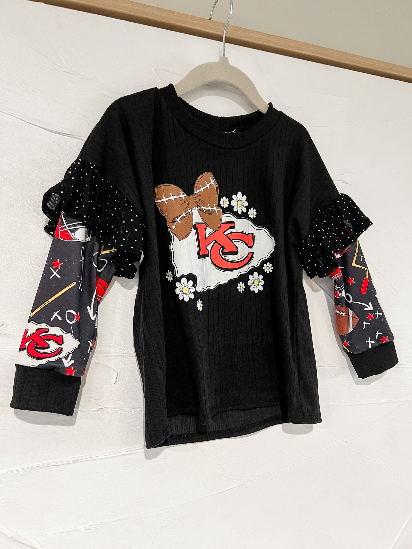 RTS *handmade* Football Ruffle Lounge Top with Decal