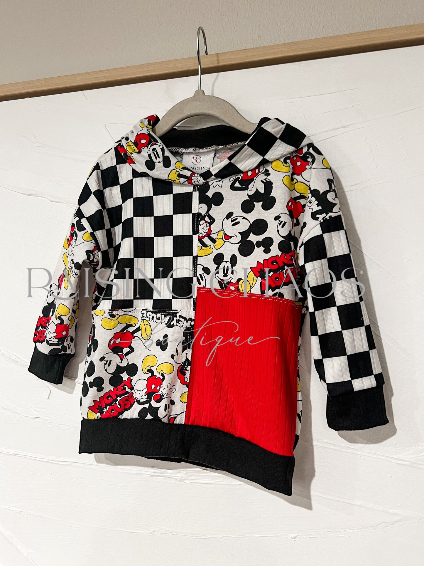 RTS *Handmade* Mouse Custom Colorblock Hoodie Upcycle