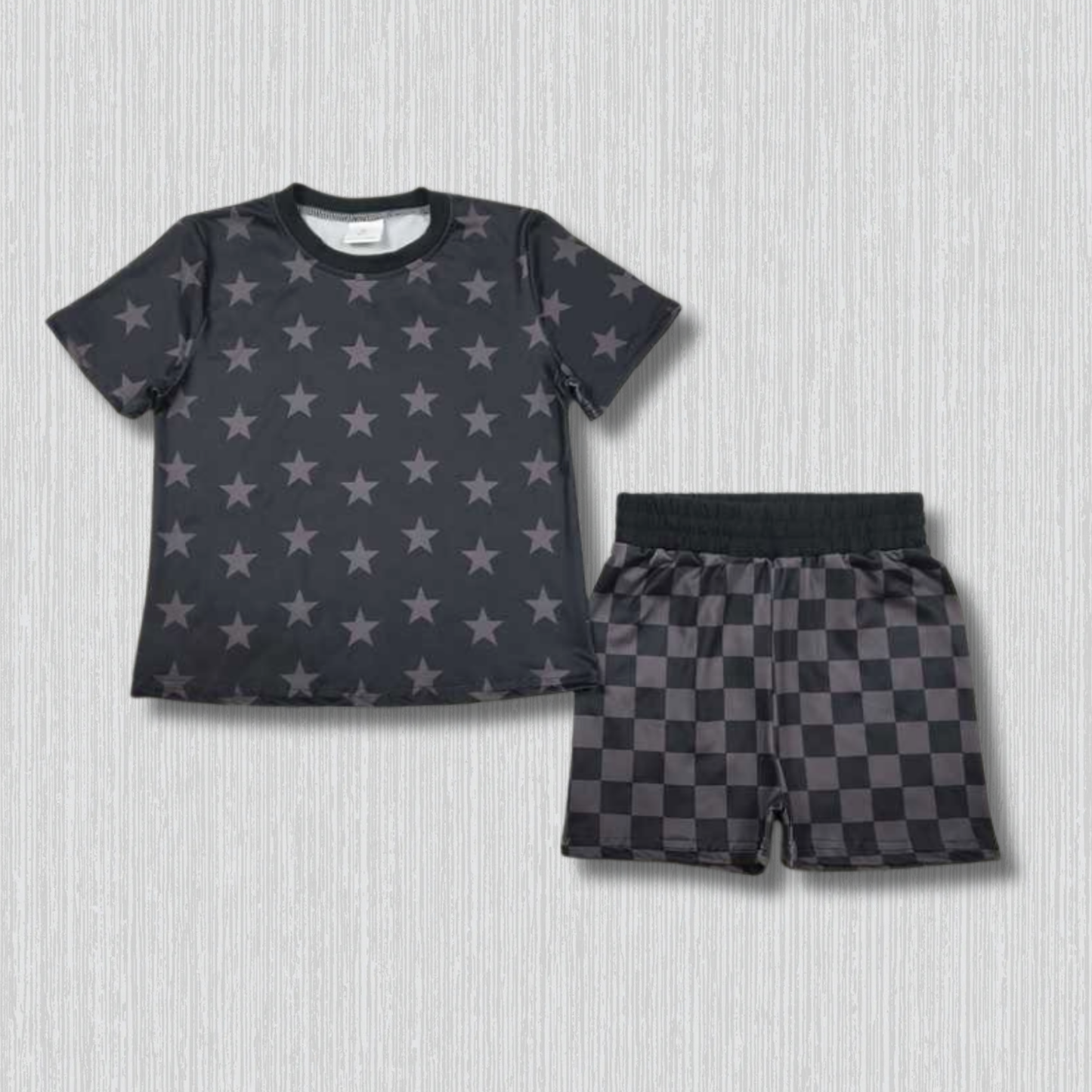 *PRE-ORDER* Black Stars + Check Shorts Set