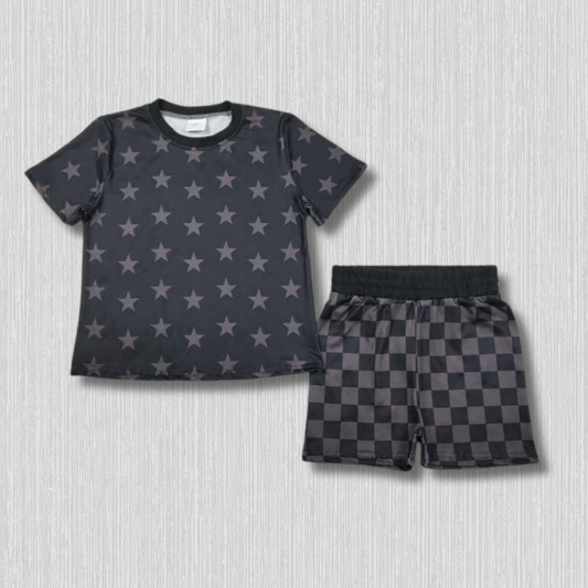 *PRE-ORDER* Black Stars + Check Shorts Set