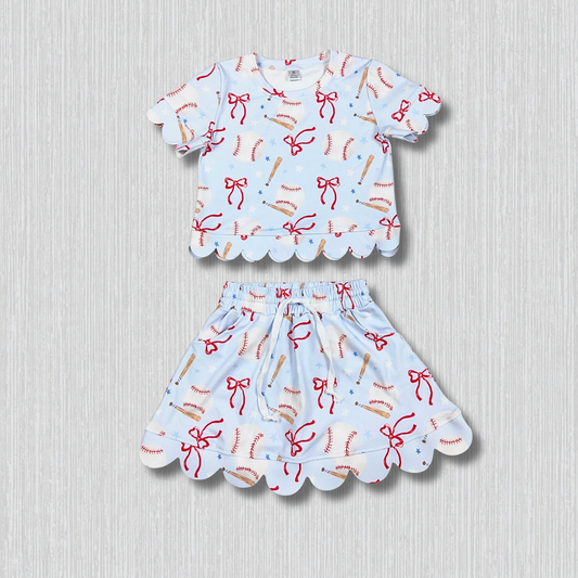 *PRE-ORDER* Baseball - Scalloped Skirt Set