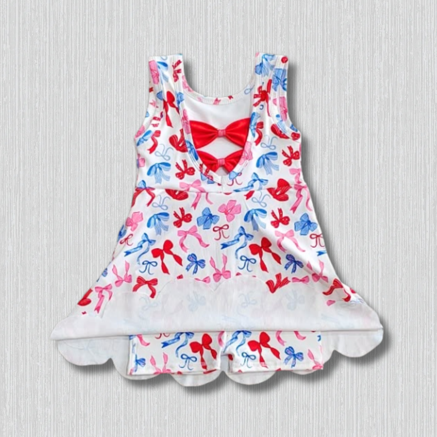 *PRE-ORDER* Patriotic Bows Twist Back Athletic Dress