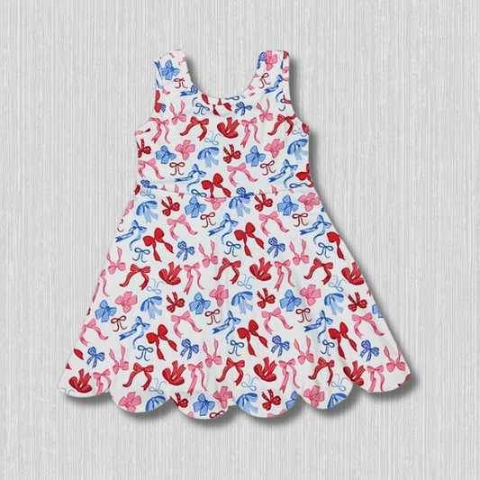 *PRE-ORDER* Patriotic Bows Twist Back Athletic Dress