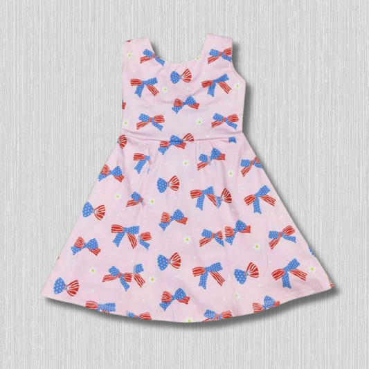 *PRE-ORDER* Patriotic Bows Twist Back Athletic Dress