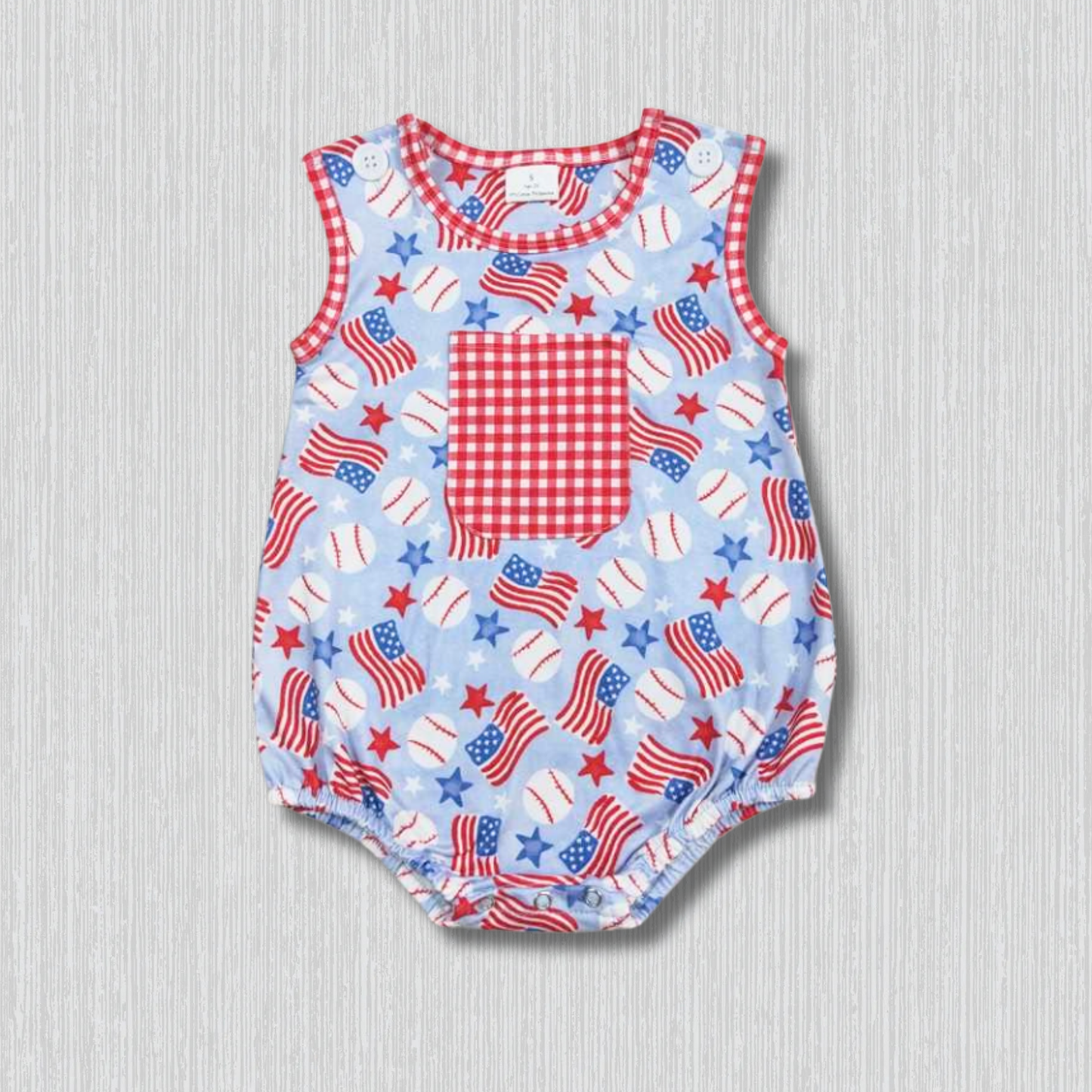 *PRE-ORDER* Patriotic - Baseball Romper