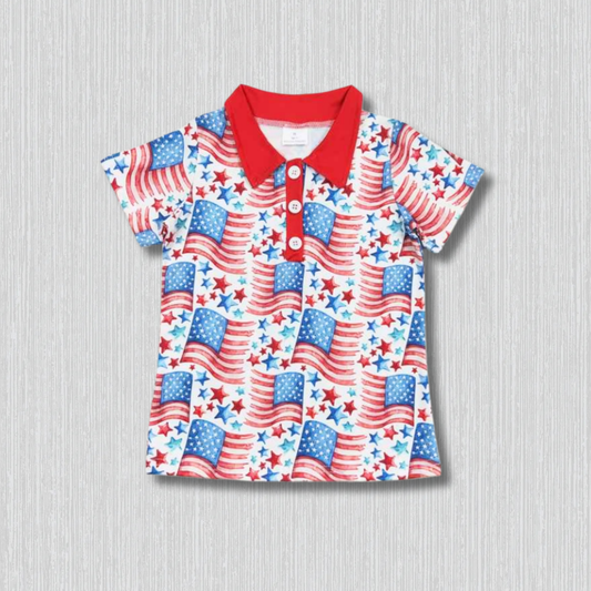 *PRE-ORDER* Patriotic - Flag Button Up Top