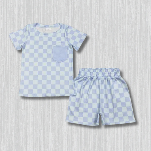 *PRE-ORDER* Blue Check Shorts Set
